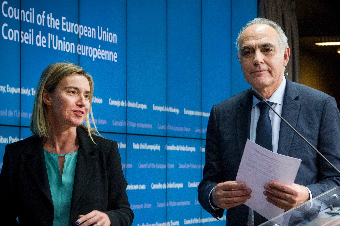 Federica Mogherini et Salah-Eddine Mezouar, ministre marocain des AE. D. R.